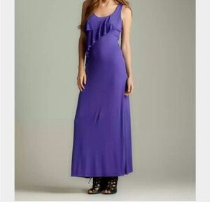 calvin klein purple maxi dress Calvin Klein Printed Chiffon Cowl Neck Maxi Dress